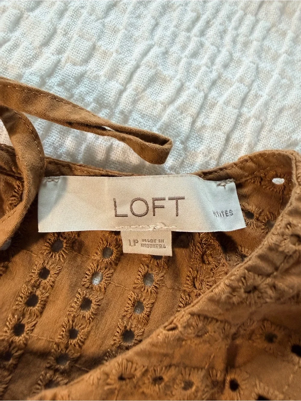 LOFT Caramel Eyelet Lightweight Short-Sleeve Top